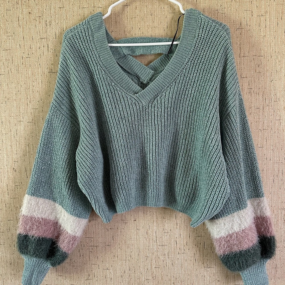 My Michelle Textured Knit Sweater in Soft Green